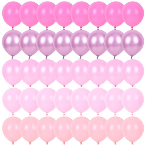 RUBFAC Pink Balloons Set Metallic Pearl Pastel Light Pink Party Balloons 12 Inch for Girl Princess Birthday Party Decorations Wedding Baby Shower 65pcs