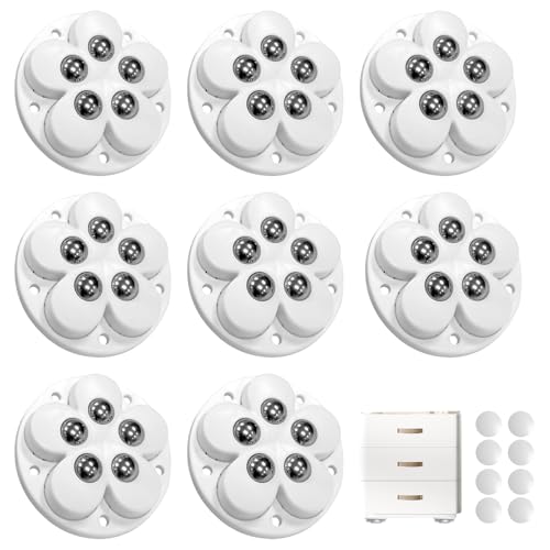 Ruedas Adhesivas, Ruedas Pequeñas, 54 mm Rueda Pequeñas para Muebles, Puede Transportar Estantería Giratoria de 300 kg, Ruedecitas Giratorias para Mover Muebles Grandes, 8 Piezas