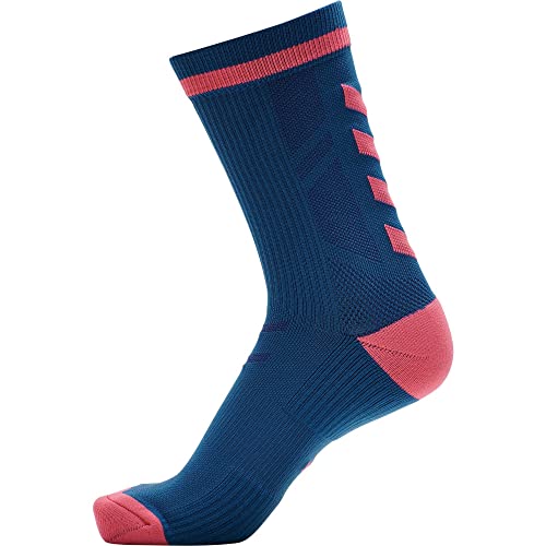 Hummel Mixte Chaussettes D'intérieur Elite Low Pa, CORAIL BLEU/ROSE THÉ, 39-42 EU