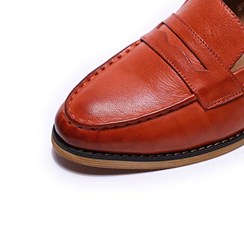 Image of Mona flying Women's Classy Leather Penny Loafer Dress Casual Slip on Flat Office Work Shoes for Ladies