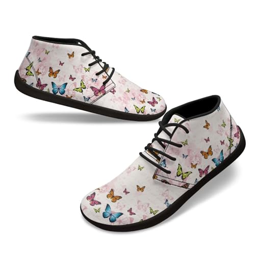 Fuxowvby Butterfly Wide Toe Barefoot for Women Waterproof Fashion Hiking Shoes Sport Zero Drop Tennis Barefoot for Ladies Soft Exercise Non-Slip Shoes for Teen Girls Black US 12.5