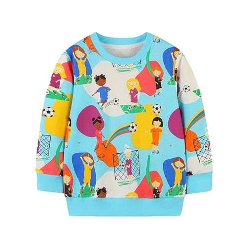 Boys Girls Hoodies Toddler Boy's Girl's Cartoon Prints Long Sleeves Crewneck Pullover Sweatshirt (Sky Blue, 4-5 Years)