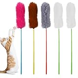 5 Stück Katzenangel Stabil, Katzenspielzeug Angel Cat Toys Interaktives Spielzeug für Katzen Federspielzeug für Katzen Spielangel Katzenangel Anhänger Katzenspielzeug Mit Federn Set(33 cm lang)