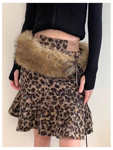 Floerns Women's Faux Fur Tie Waist Wide Belt Vintage Leather Belts for Jeans Dresses3