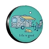 Spare Tire Cover Potable Dirt Protector Wheel Spare Tire Covers Weather-Proof for Trailer RV SUV Truck Camper Travel Trailer Accessories Polyester (17inch)