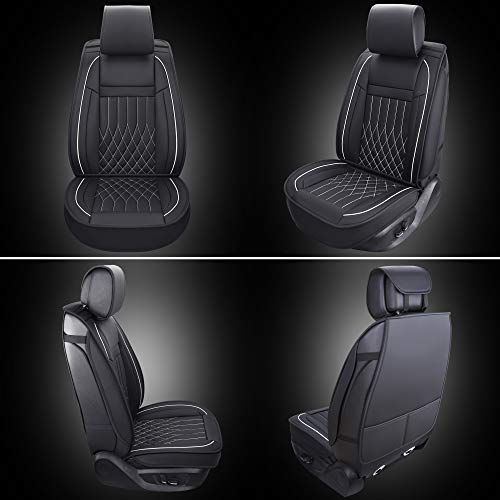 Image of Aierxuan Seat Covers for Toyota Camry, Honda Civic (Black-White, Front)