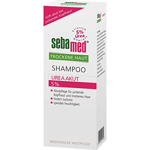 SEBAMED Trockene Haut Shampoo Urea Akut 5%, lindert spürbar Juckreiz bei trockener Kopfhaut und hilft, die natürliche Feuchtigkeitsbalance von Haut und Haar wieder herzustellen, 200 ml