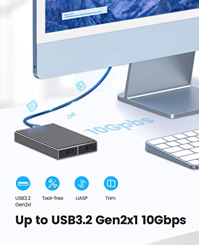 Case SSD M.2 SATA 6Gbps Adattatore Senza Attrezzi in Alluminio, USB3.2 USB-C per M.2 PCIe NVMe M-Key 2230/2242/2260/2280 SSD, Thunderbolt 3 Compatibile, Supporto per UASP Trim- BM2G2 - Hub USB - Immagine 1