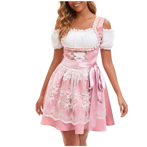 Robe traditionnelle bavaroise Dirndl rouge : vêtement de fête élégant 2 pièces