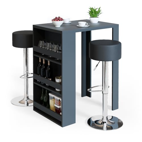 Vicco Bartisch, Anthrazit, 57 x 80 cm, mit offenen Ablagen zur platzsparenden Aufbewahrung