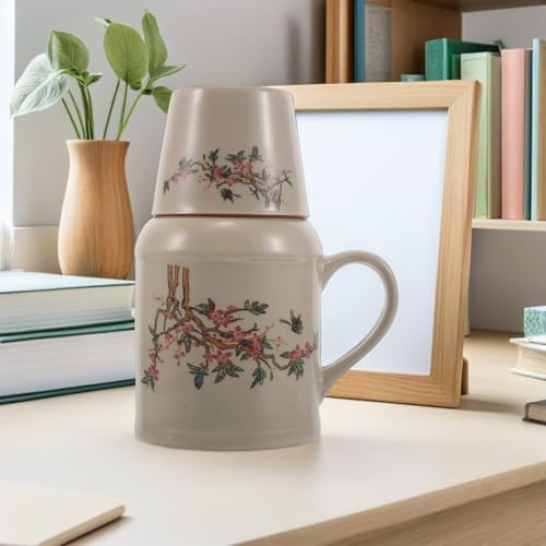 Taza de cerámica artesanal pintada a mano con diseño floral COLLBATH 8