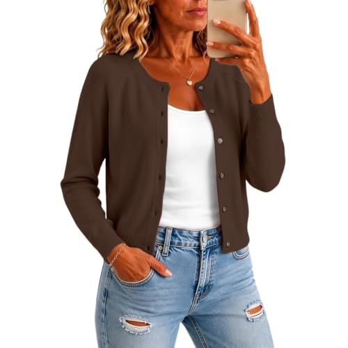 MESSIYO Cardigan Sweaters for Women Trendy 2026 Fall Oufits Coffee - image 2