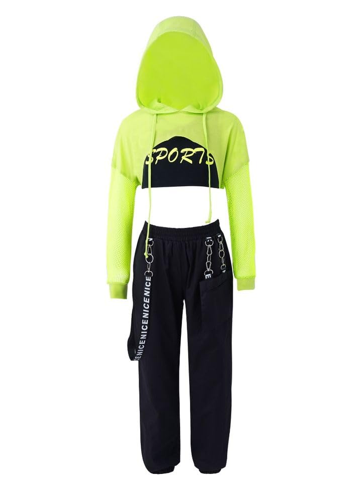 Sweat à capuche manches maille et pantalon cargo de danse ado