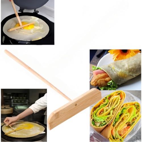 BOENLU Premium Tool Crepe Spreader & Pancake Rake, 9.29in Long Handle, Non Stick Kitchen Tool for Good Crepes & Pancakes
