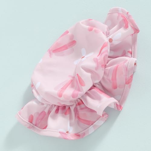 Toddler Baby Girl Swimsuit Infant Fly Sleeve Swimwear Tank Tops with Shorts and Hat Bathing Suit 3Pcs Summer Outfit4