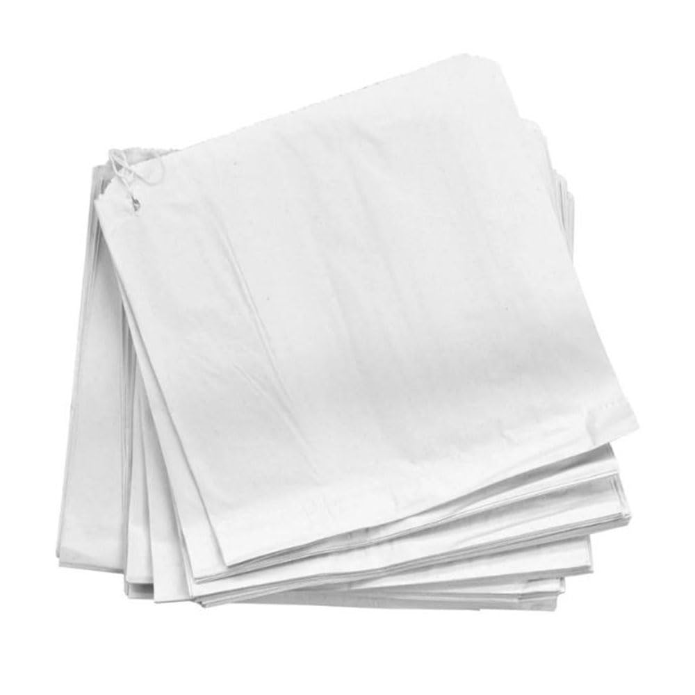 1000x White Sulphite Strung Kraft Paper Food Bags (5x5 Inch) | Recyclable & Biodegradable Sandwich, Fruit Carrier Bags for Home, Restaurants, Takeaways, Groceries & Bakery