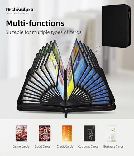 Image of Premium 4 Pocket Card Binder, Holds 160 Cards for MTG TCG Sports Game Cards(Black,4 Pocket)