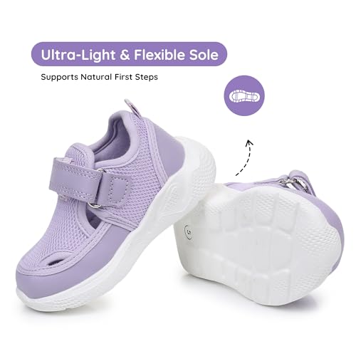 Image of Blikcon Infant & Toddler Boys and Girls Closed-Toe Sandals - Breathable Mesh First Walker Shoes with Adjustable Strap, Lightweight Non-Slip Summer Shoes for 6-24 Months
