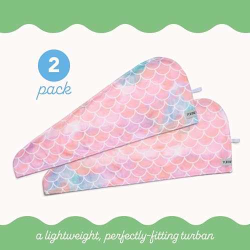 Image of Turbie Twist 2-Pack Microfiber Hair Towel for Beauty, Travel, Gifting - Hair Wrap Turban for Straight, Wavy & Curly Hair - Premium Personal Care - Mermaid