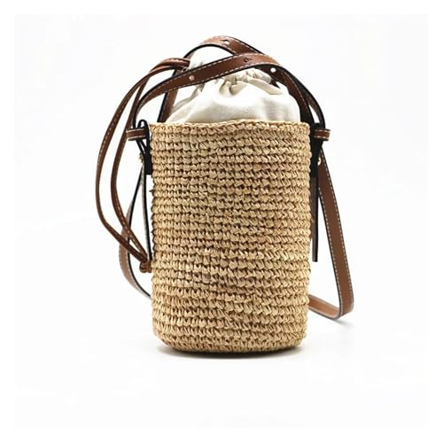 Straw Bucket Bag Rope Woven Women Shoulder Crossbody Bags Rattan Summer Beach Handbags Round Bag Tote3