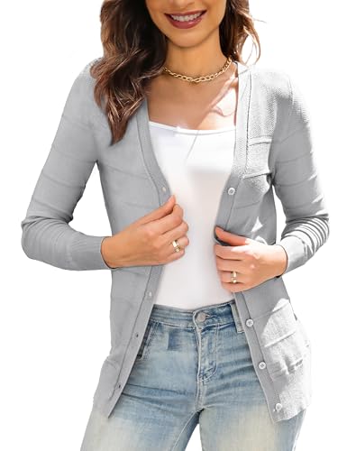 Othyroce Women's Cardigans V Neck Button Down Long Sleeve Knit