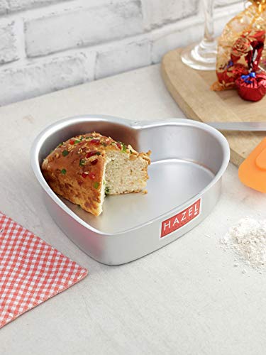 Image of HAZEL Aluminium Heart Shape Cake Mould 7.5 Inch | Cake Mould Microwave Oven OTG Cooker Baking Heart Aluminium Tray Tin