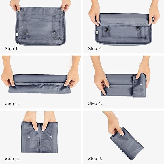 Image of polyester 7 Set Packing Cubes Luggage Packing Organizers For Travel Accessories storage organiser (gray)