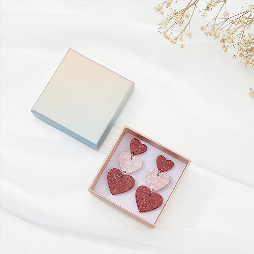 Image of 2 PCS Heart Earrings for Concert 80S Heart Drop Earrings for Halloween, Valentine's Day, 2 Pairs, Acrylic, No Gemstone