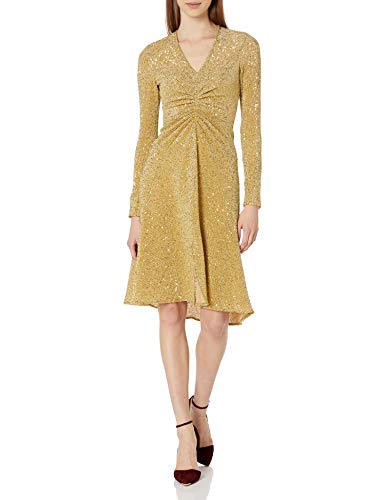 donna morgan gold dress Donna Morgan Puff Sleeve Stretch Crepe Midi Dress – Trendy Twist Boutique