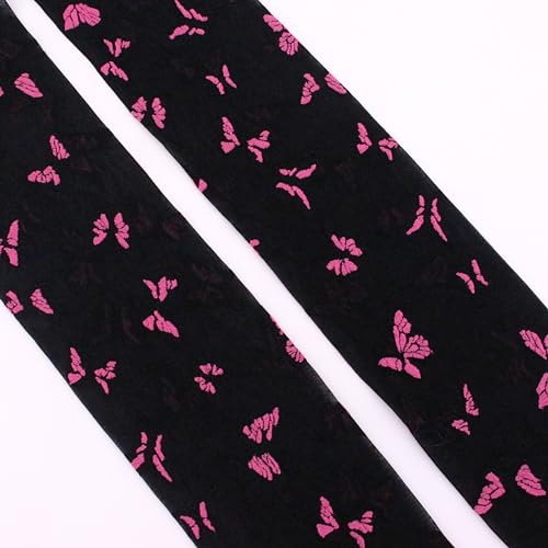 Image of Erinaco Women's Flower Pattern Sheer Footed Pantyhose Control Top Tights Stockings with Reinforced Toes