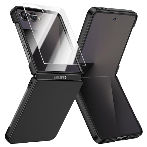 Doeshine Funda para Samsung Galaxy Z Flip 7 Ultra Delgada, [Protector de Pantalla Incorporado], Dura PC, Anti-Arañazos Antigolpes Protectora Carcasa para Samsung Galaxy Z Flip 7 5G 2025 (Negro)