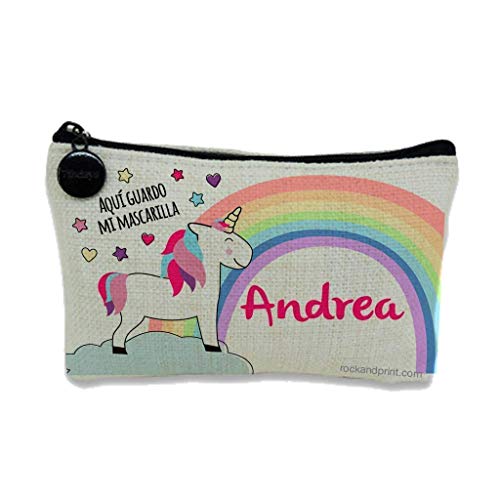 Funda guarda mascarilla UNICORNIO personalizada estuche máscara con tu nombre LAVABLE