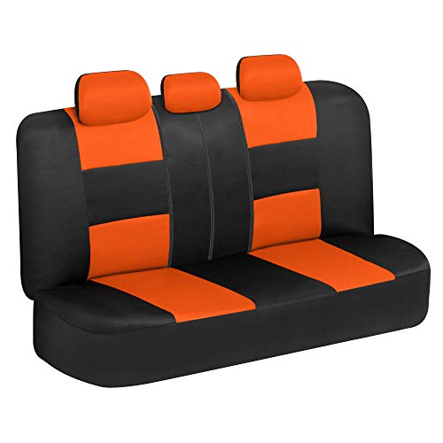 Image of BDK PolyPro Car Seat Covers Full Set in Orange on Black, Front and Rear Split Bench Seat Covers for Cars, Easy to Install Car Seats Cover Set and Accessories for Auto Trucks Van SUV - Orange