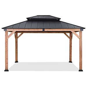   ABCCANOPY-Wood-Gazebo-11x13-Outdoor-Patio-Wooden-Gazebo-with-Hardtop-Metal-Double-Roof-for-Garden-Backyard-and-Deck-Double-Roof
