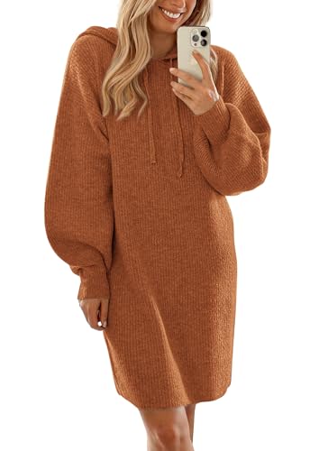 PRETTYGARDEN Womens Fall Sweater Dress Casual Long Sleeve Chunky Knit Pullover Oversized Hoodie Tunic Sweaters Winter Clothes