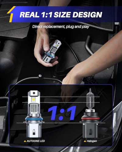 Image of AUTOONE 9007 LED Bulbs, 70000LM HB5 Light Replacement 1:1 Halogen Size Fog Lights, Plug-N-Play, IP68 Waterproof