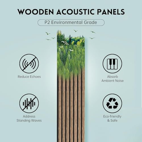 Natural Walnut 3D Wood Slat Wall Panel 47"×23" for Interior Decor