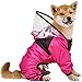 FOSA Puppy Dog Raincoat with Transparent Hat Highquality Pet Raincoat Jacket for Pet Supplies, Elastic Cuff Design, for Outdoor Walking, Material: Plastic, Color: Rose Red, Size: XS-4XL