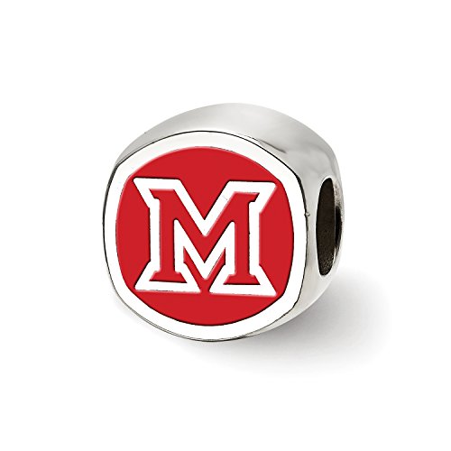 LogoArt Logo Art Sterling Silver Miami U Block M Cushion Shaped Double Logo Bead