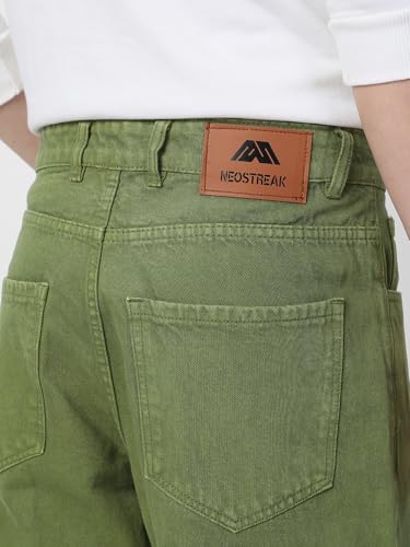 Image of Neostreak Men's Loose Baggy Fit Washed Cargo Jeans with 6 Pockets Non-Stretchable