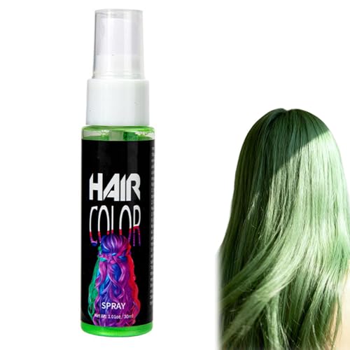Spray de Coloración Temporal para Niños y Adultos,Tinte Temporal para el Pelo,Spray Temporales De Color Para El Cabello,Sprays de Coloración Lavable para Carnaval,Fiesta,Halloween,Navidad,30ml,Verde