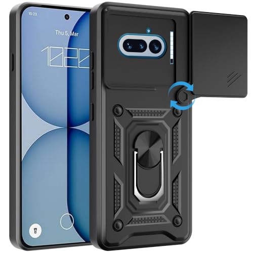 Image of A rtistque Armor Bumper Back Case Cover for Nothing Phone 4a 5G | Ring Holder & Inbuilt Stand | Sliding Camera Cover | Shockproof Protective Design | Nothing Phone 4a Back Cover - Black
