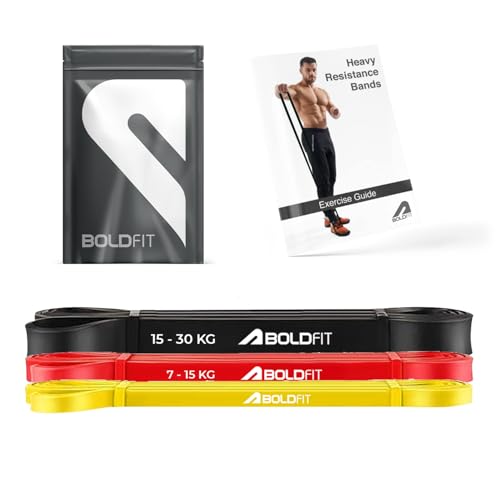 Image of Boldfit Heavy Resistance Band for Exercise & Stretching (Yellow, Red and Black)