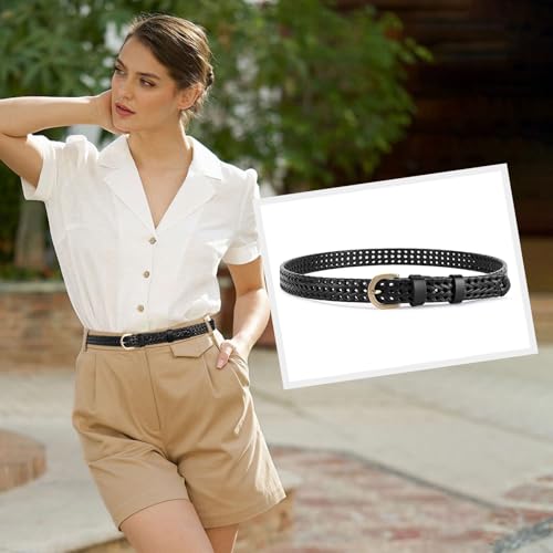 Women Belts for Leather Jeans Dress Pants Belts for Women's Waist Belts with Gold Buckle Woven Belt2