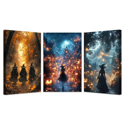 Tableaux posters et arts décoratifs Halloween JOSUE 3 pièces cadre 50x70cm