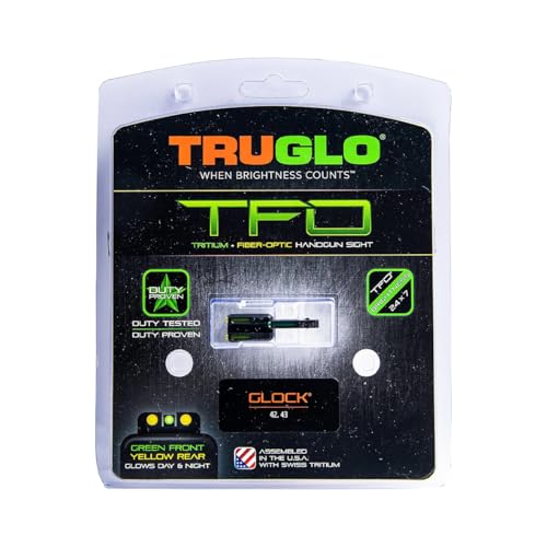 Image of TRUGLO TFO Tritium & Fiber-Optic Handgun Sight | Snag-Resistant Front & Rear Bright Night Sights, Compatible with Glock Handguns