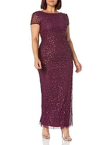 Image of Adrianna Papell Women's Beaded Short Sleeve Gown