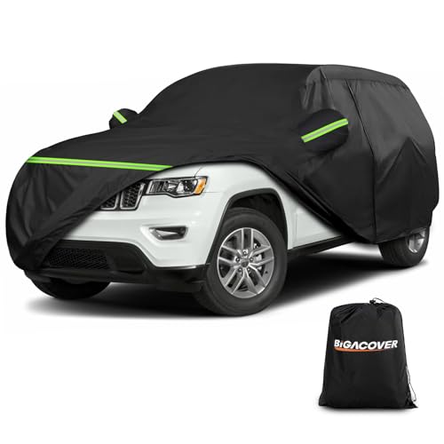 Image of Car Cover for Jeep Grand Cherokee 2011-2025 WK2 (Up to 193 inch L) | 210T Polyester Fabric Waterproof Windproof 6 Layer Full SUV Car Covers with Door Zipper and Storage Bag
