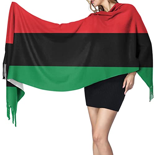 Pan African flag Womens Winter Scarf Cashmere Feel Shawl Wrap Soft Warm Blanket Scarves Fringe Scarf