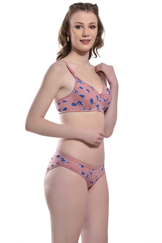 Image of SGC SWEDEN Womens Cotton Blend Lingerie Set || Lightly Padded Bra & Panty Set || Bridel Set for Womens & Girl || See Main Image to Check How Many Sets You Will Get (40B, Pink)